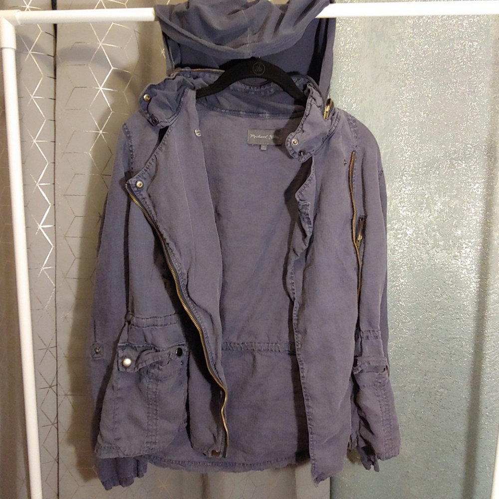 Asymirical blue utility jacket